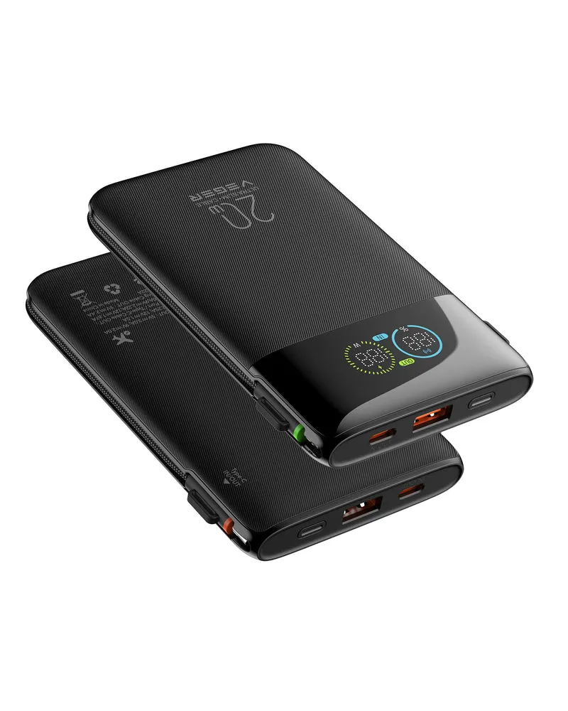 Fuerza 10 10000mAh 20W Portable Charger with Built-in Cables & Lightning
