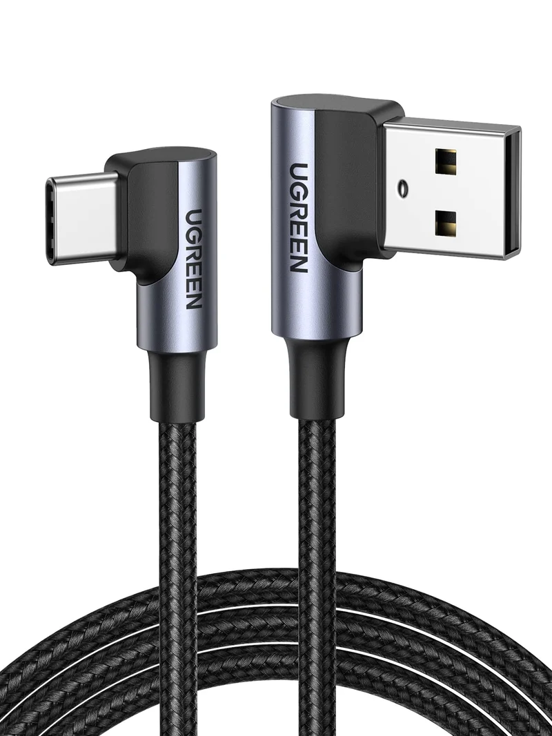 UGREEN Type C Cable 90 Degree Quick Charge QC3.0 3A Braided Nylon (0.5M)