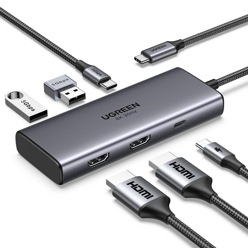 UGREEN Revodok 206 USB C Hub 6 in 1 Docking Station Dual Display