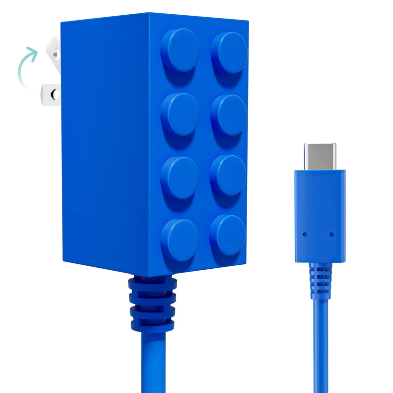 POWKONG Brickgeek 65W USB-C Charger for Switch & Switch 2 - Blue