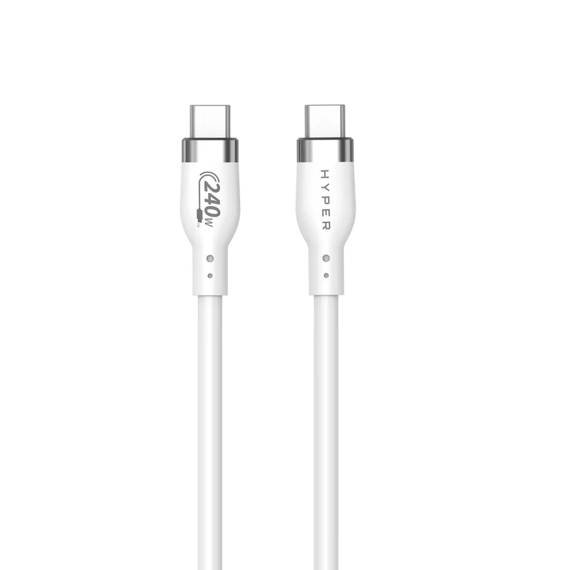 HyperJuice 240W Silikon USB-C zu USB-C Kabel (3ft/1m) - Weiß