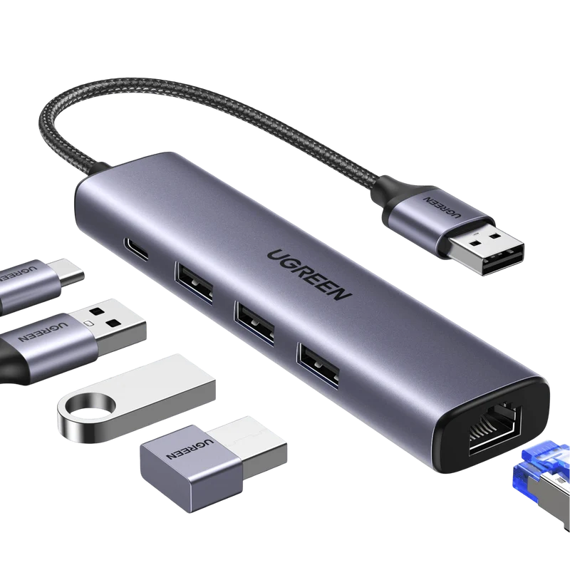 UGREEN USB 3.0 to Ethernet Adapter, 5 in 1 Multiport Hub