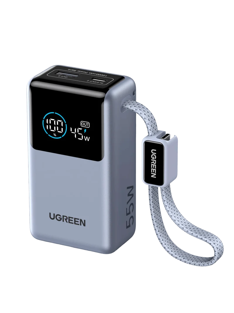 UGREEN Nexode Power Bank (10000mAh, 55W, 2 Ports, Built-in Cable)