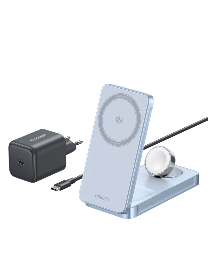UGREEN MagFlow 3-in-1 Magnetic Wireless Charger (Qi2 25W, MagSafe-Compatible)
