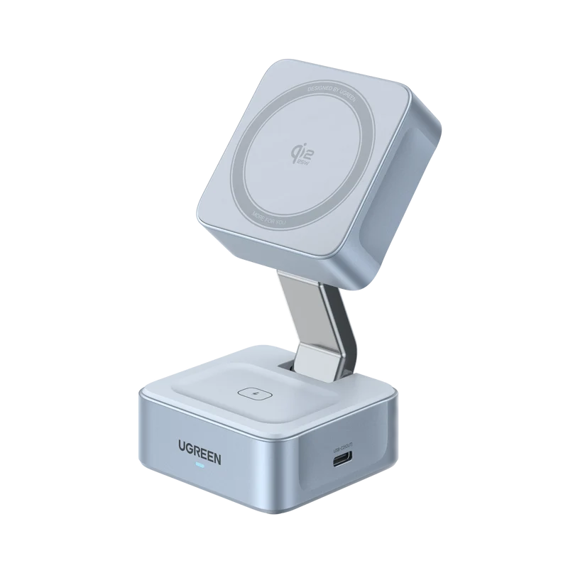 UGREEN MagFlow 2-in-1 Magnetic Wireless Charger (Qi2 25W, MagSafe-Compatible)