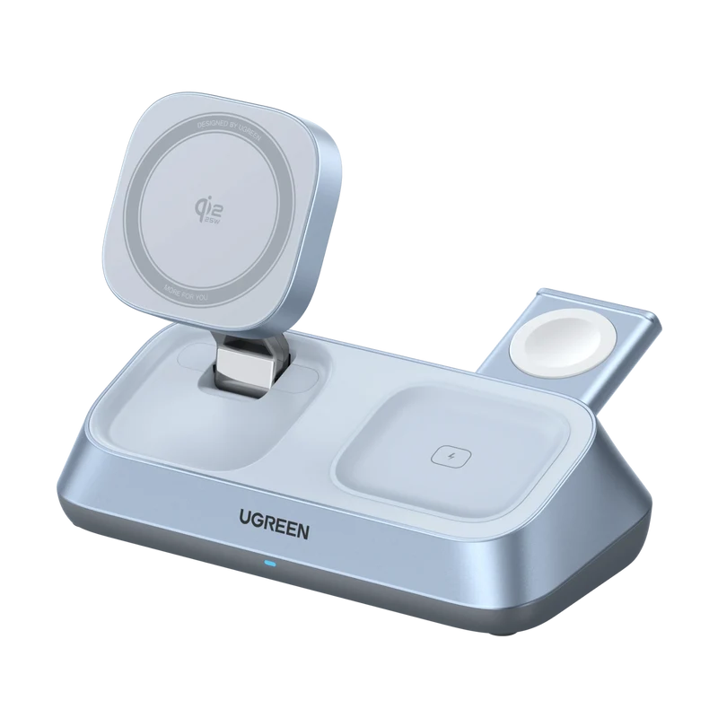 UGREEN MagFlow 3-in-1 Magnetic Wireless Desktop Charger (Qi2 25W, MagSafe-Compatible)