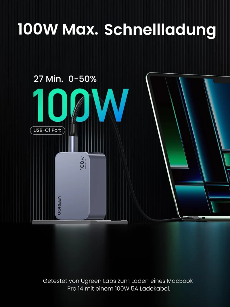 UGREEN Set-Angebot: 100W 3-Port Ladegerät + USB-C Kabel