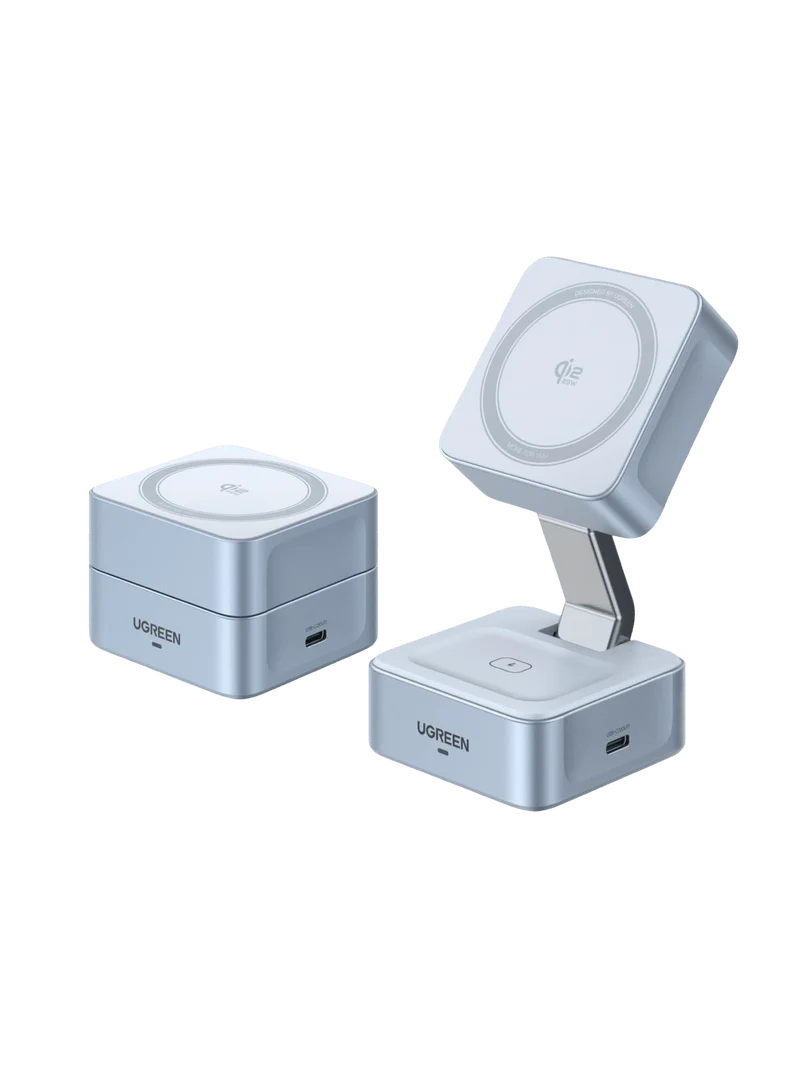 UGREEN MagFlow 2-in-1 Magnetisches Kabelloses Ladegerät (Qi2 25W, MagSafe-kompatibel)