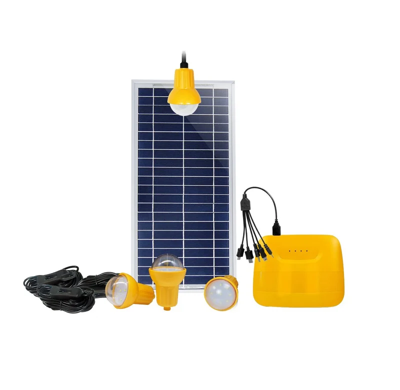 PS-K037T4 Günstiges Solarbeleuchtungssystem mit 4 2W LED-Lampen