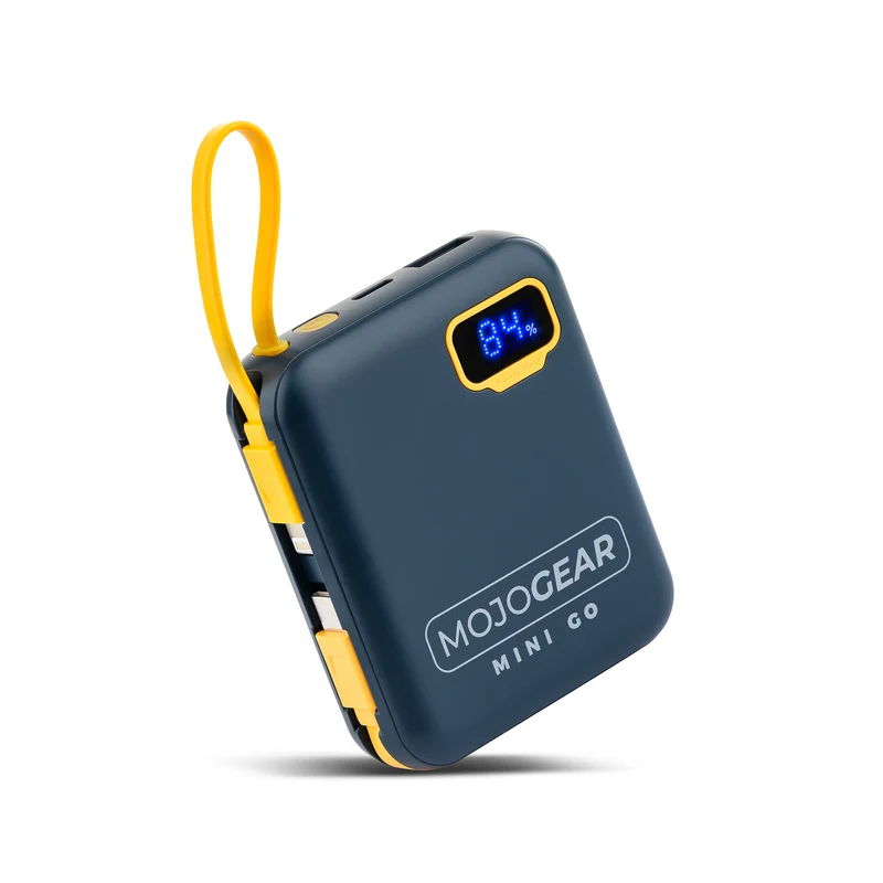 MOJOGEAR MINI GO 10.000mAh Powerbank mit Kabeln - Blau