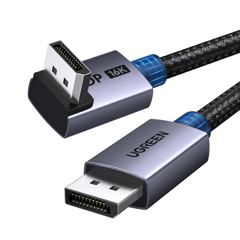 UGREEN DisplayPort-2.1-Kabel mit 90°-Winkel (16K@60Hz, 80 Gbps, 3 m)