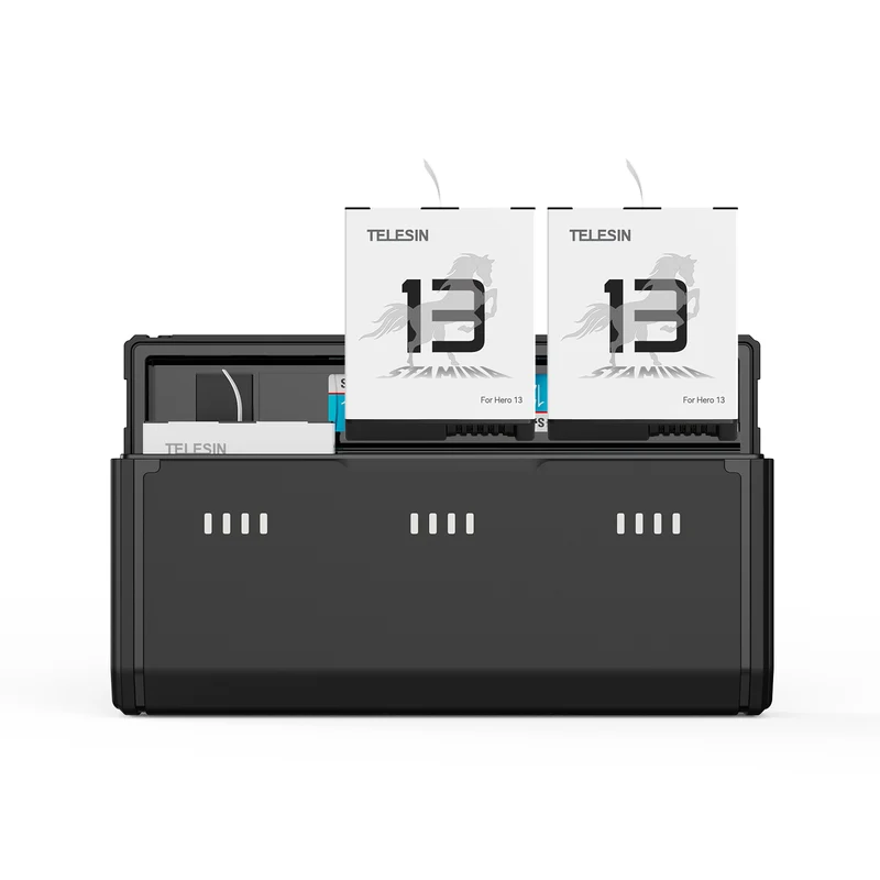Telesin Pocket Triple Oplaadcase met 2 batterijen - voor GoPro 13