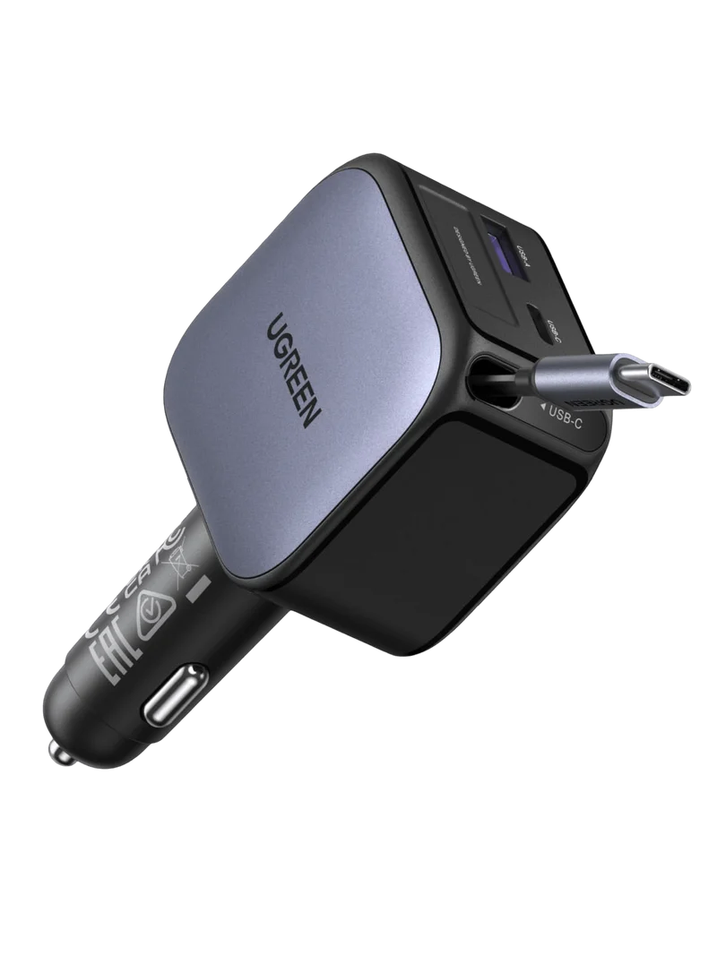 UGREEN Nexode Car Charger 60W with Retractable USB-C Cable