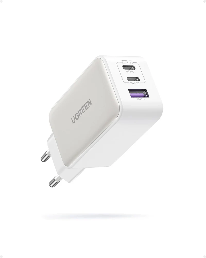 UGREEN Nexode 65W USB C Fast Charger 3 Ports GaN USB C Socket (White)