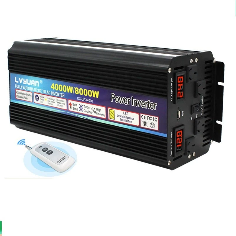 Modifizierte Sinuswelle 4000 W-8000 W, schwarzer Wechselrichter, Fernbedienung, hohe Leistung