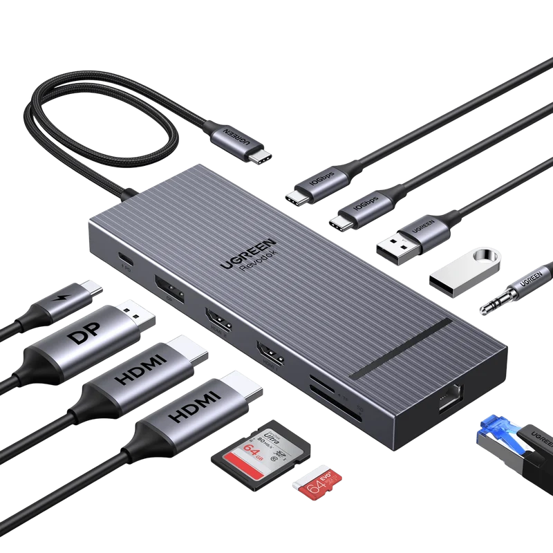 UGREEN Revodok Pro Dockingstation (12-in-1, Triple Display 4K@60Hz, 100W)