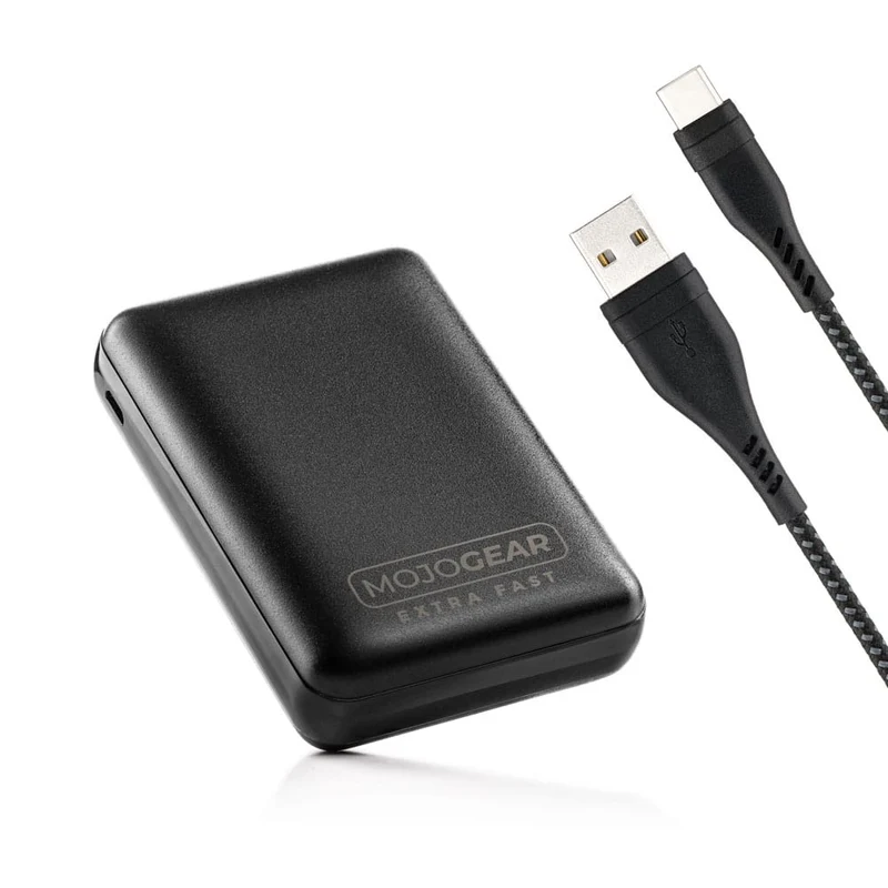 MOJOGEAR MINI EXTRA FAST 10.000 mAh Powerbank mit USB-C auf USB Kabel Extra Stark 1,5m