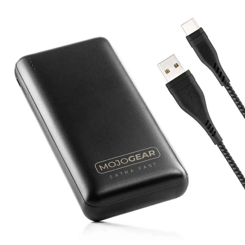 MOJOGEAR MINI XL 20.000 mAh EXTRA SCHNELLE Powerbank mit USB-C auf USB Kabel Extra Stark 1,5m