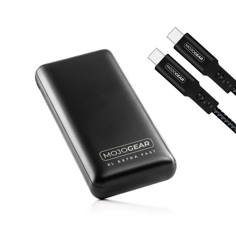MOJOGEAR MINI XL 20.000 mAh EXTRA SCHNELLE Powerbank mit USB-C auf USB-C Kabel 100W USB 3.1 Extra Stark 1,5 m
