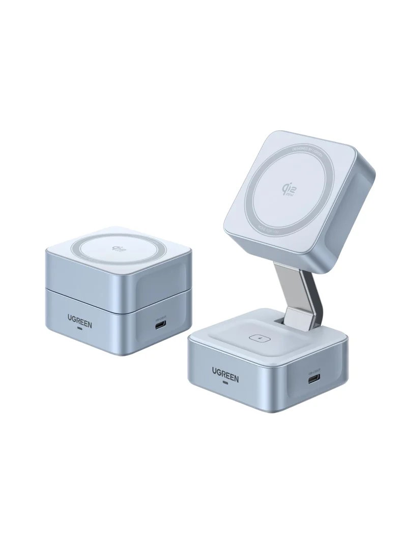 UGREEN MagFlow Cargador inalámbrico magnético 2 en 1 (Qi2 25W, compatible con MagSafe)