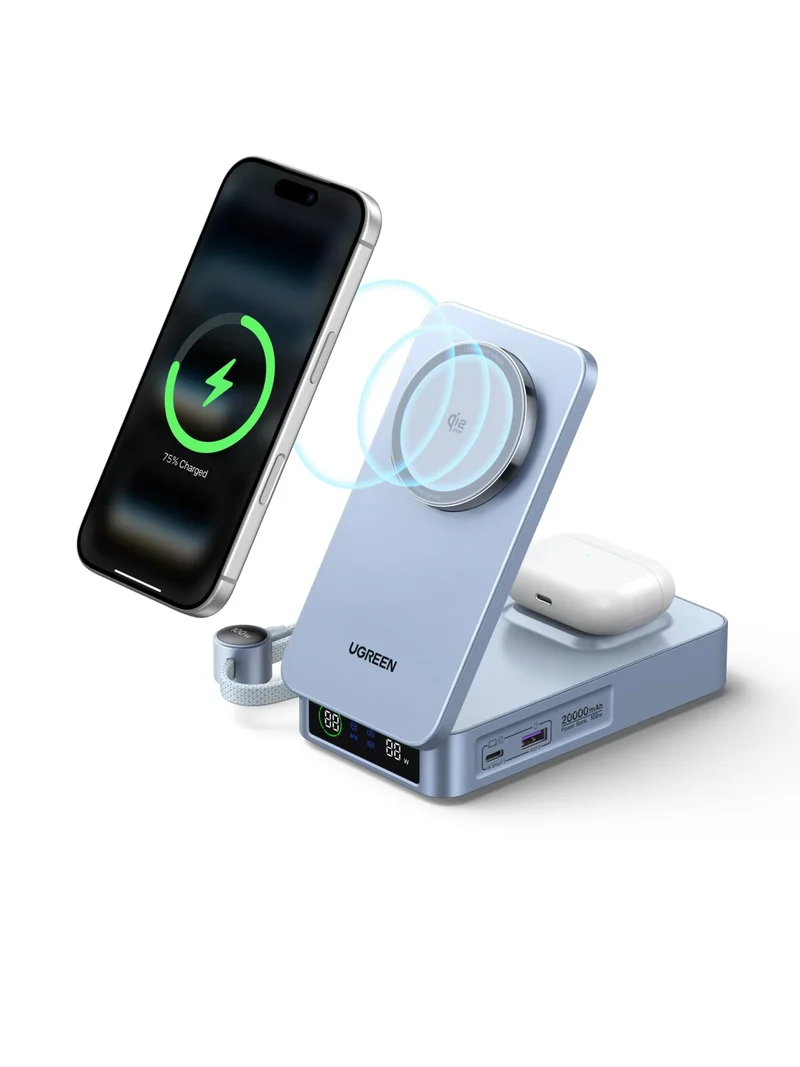UGREEN MagFlow Magnetic Power Bank with Built-in Cable 20000mAh 100W (MagSafe compatible)