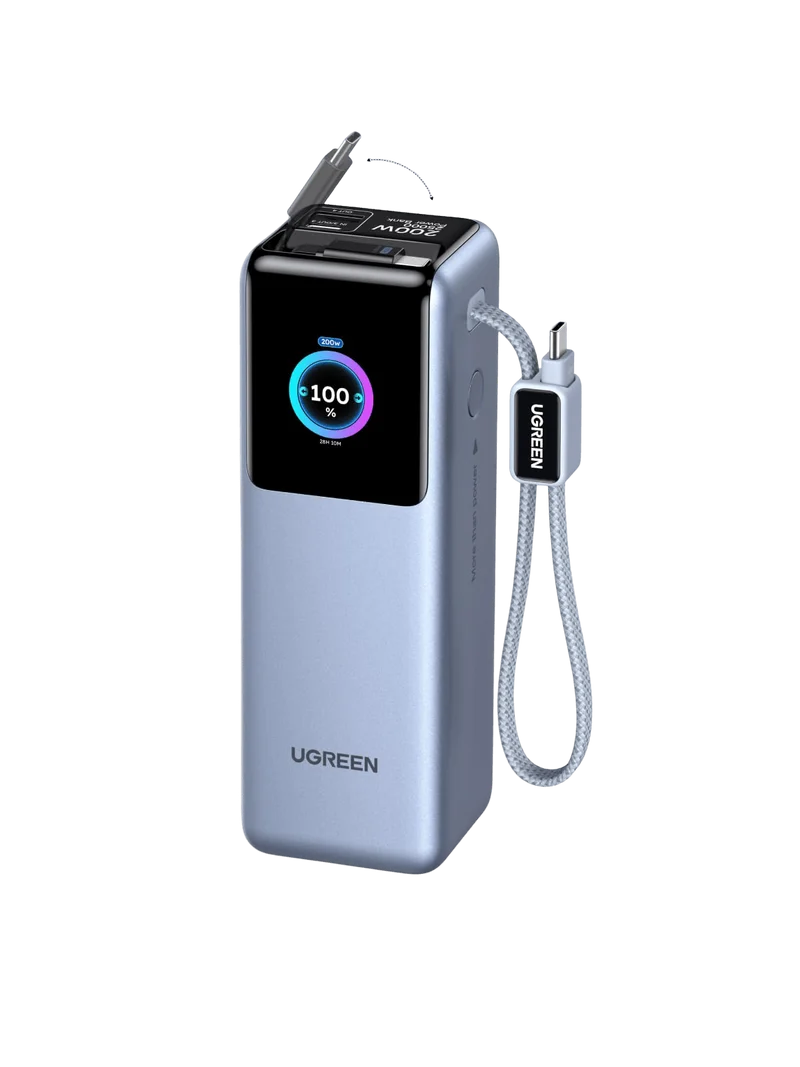 UGREEN Nexode Power Bank with Retractable Cable (25000mAh, 200W, 4 Ports)