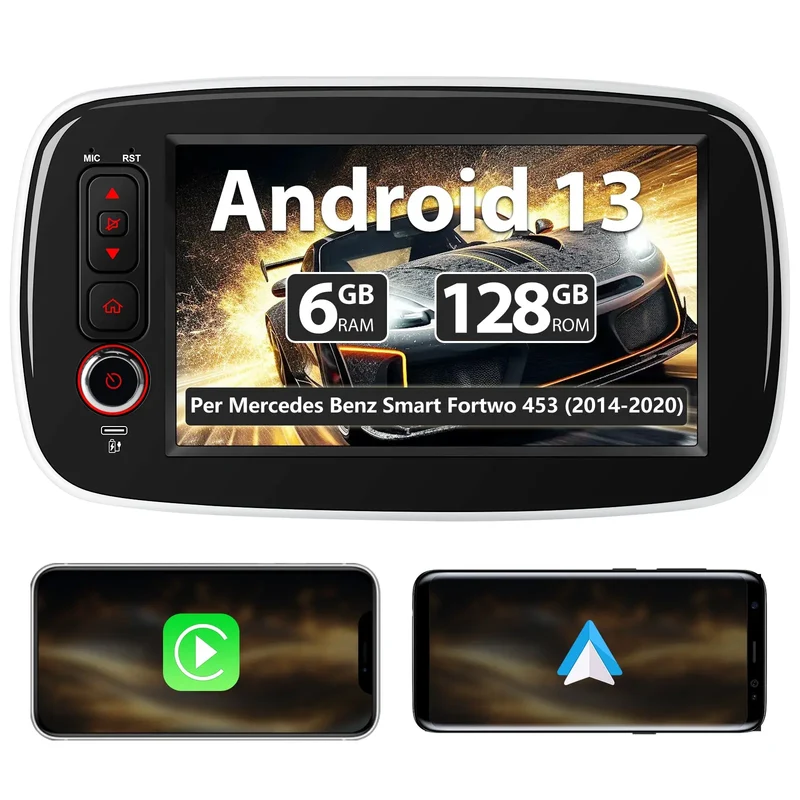 AWESAFE Android 15 [6GB +128GB] Autoradio CarPlay Android Auto per Mercedes Smart 453 Fortwo 2014-2020, 8 Pollici Car Radio con BT GPS FM RDS (Applicabile solo ai veicoli con touchscreen originale)