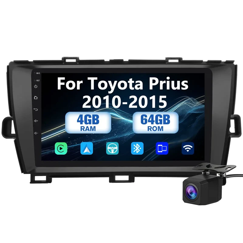 AWESAFE 9 inch Car Radio for Toyota Prius 2010-2015, Android 13 Stereo with Wireless CarPlay Android Auto FM BT GPS SWC Backup Camera (4GB RAM+64GB ROM)
