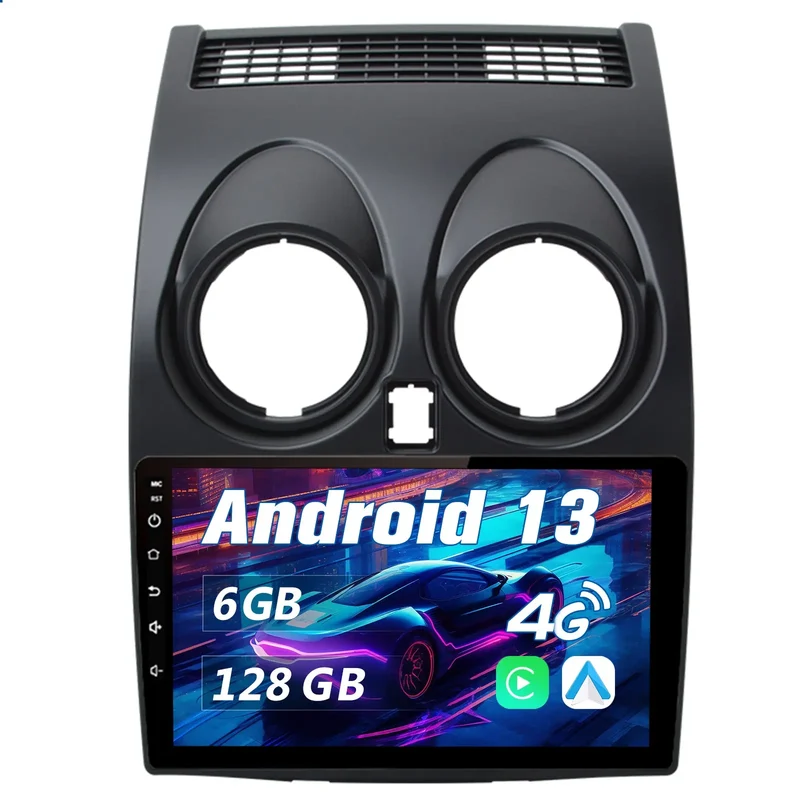 AWESAFE Android 13 Autoradio für Nissan Qashqai J10 2006–2013 [6 GB + 128 GB] – 9 Zoll Touchscreen Headunit mit integriertem GPS, CarPlay/Android Auto, Bluetooth, WLAN, FM/RDS – Unterstützt Lenkradfernbedienung/Einparkhilfe – 4G