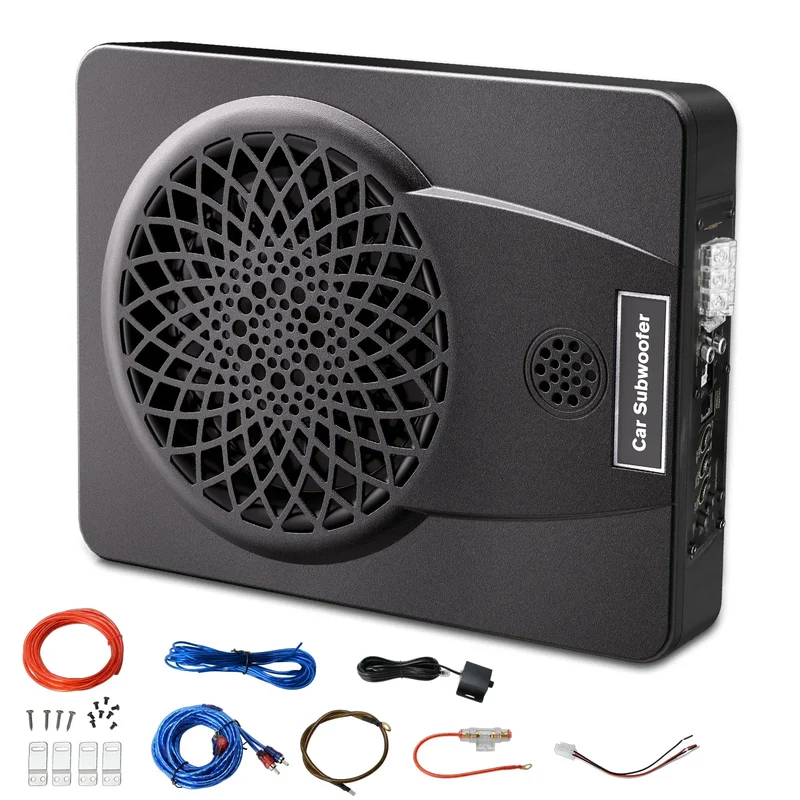 AWESAFE 1200W Slim Under Seat Subwoofers With Twitter & Light ,Built-in Amplifier | High/Low Level Inputs | Remote Bass Control | for Car & Truck Audio