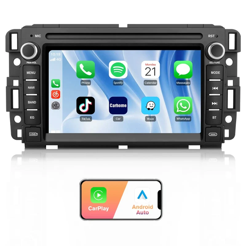 AWESAFE Car Radio Stereo with CarPlay GPS Bluetooth for Chevrolet Silverado GMC Sierra Yukon 2007-2013
