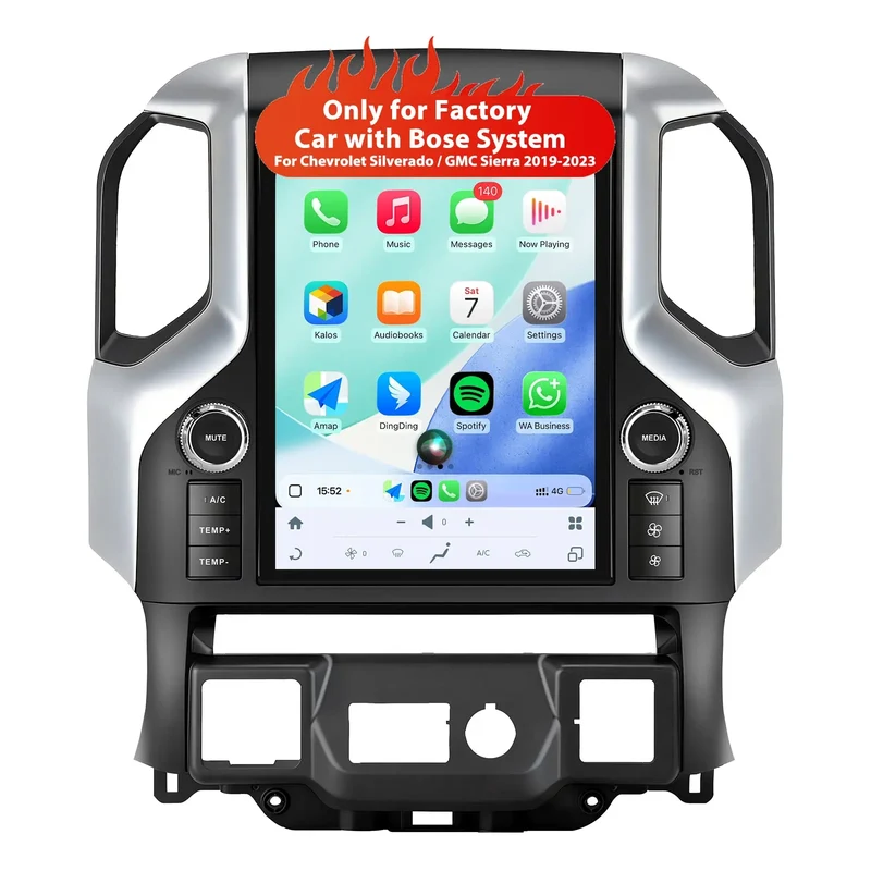 AWESAFE 8Core Car Radio Android 13 with CarPlay GPS Bluetooth DSP FM Radio for Chevy Silverado 2019-2023(Only Compatible with Bose system)