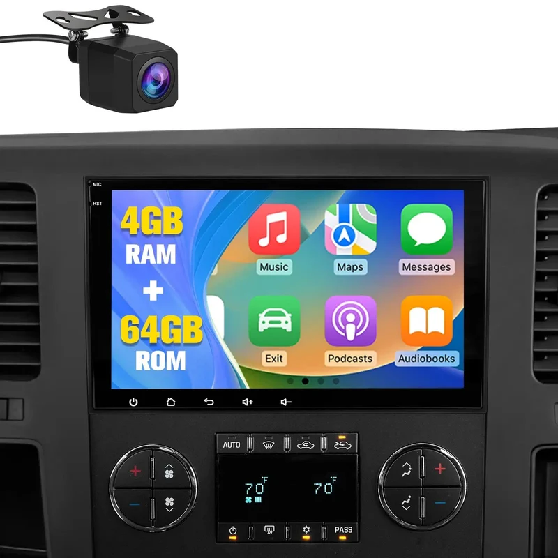 AWESAFE （4+64GB） 8 Core Car Stereo Radio with Bluetooth SWC FM Radio for Chevy Silverado GMC Sierr 2006-2019