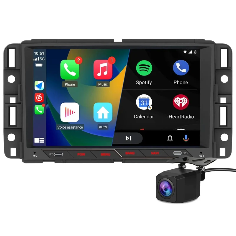 AWESAFE Car Radio Stereo with Wireless CarPlay & Android Auto for Chevy Silverado & GMC Si 2007-2013