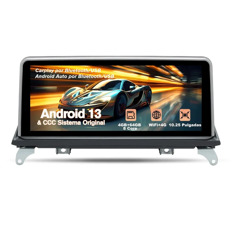 AWESAFE Autoradio para BMW X5 E70/X6 E71 2007-2009 con Sistema CCC,Radio de Coche Android 13 8 Core 4+64 GB con GPS Carplay Sistema Android Auto iDrive, Pantalla Táctil de 10.25 Pulgadas Soporta Tarjeta