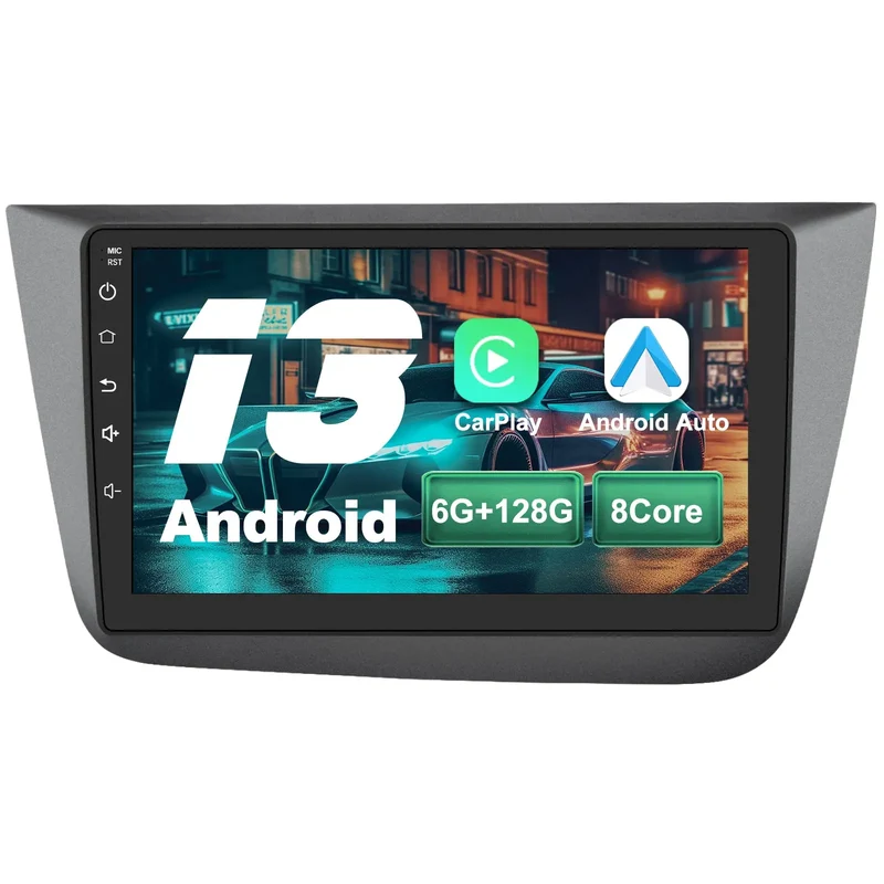 AWESAFE Radio Coche Android 13 para Seat Altea XL y Toledo 9 Pulgadas 6GB+128GB GPS Navigation Bluetooth CarPlay Android Auto Controles al Volante