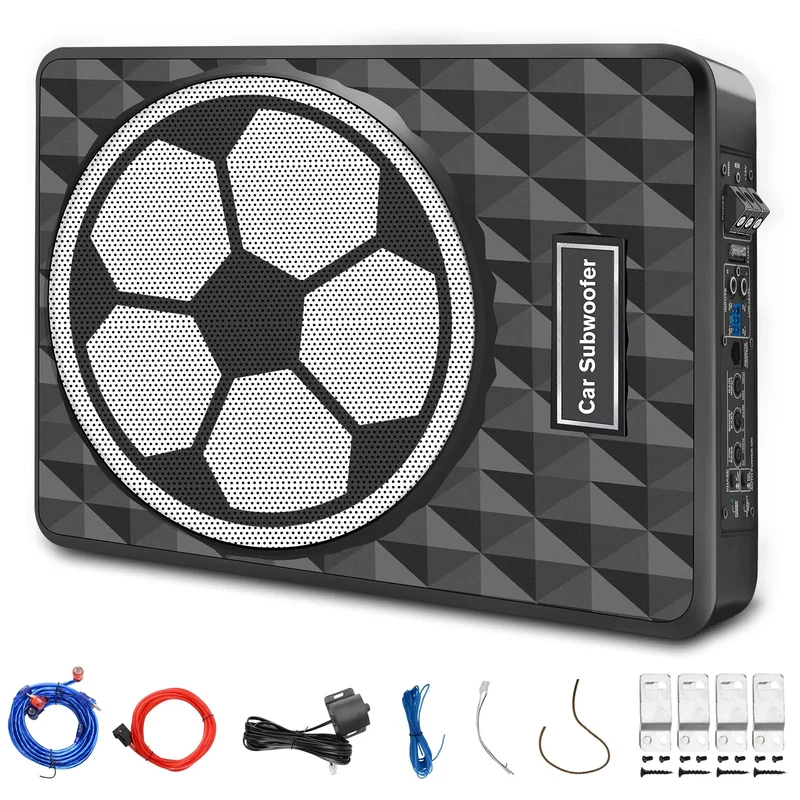 AWESAFE 800W 10 Inch Slim Underseat Car Subwoofer Audio Vehicle Sub,Low-Pass Filter