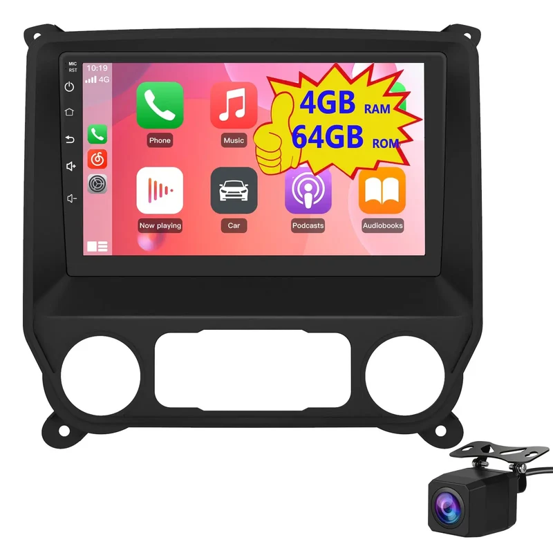 AWESAFE 4G+64G Car Radio for Chevrolet Silverado GMC Sierra 2014-2018,CarPlay & Android Auto GPS