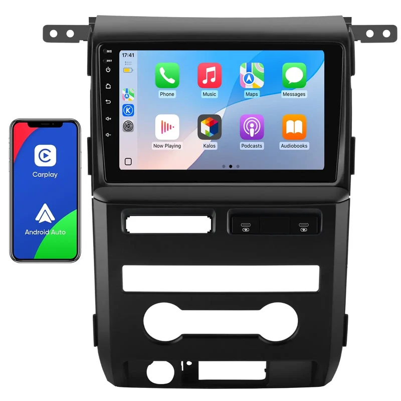 AWESAFE Car Radio with Wireless CarPlay & Android Auto GPS Bluetooth WiFi DSP Car Audio for Ford F150 - Wi 2009-2012 Manual AC