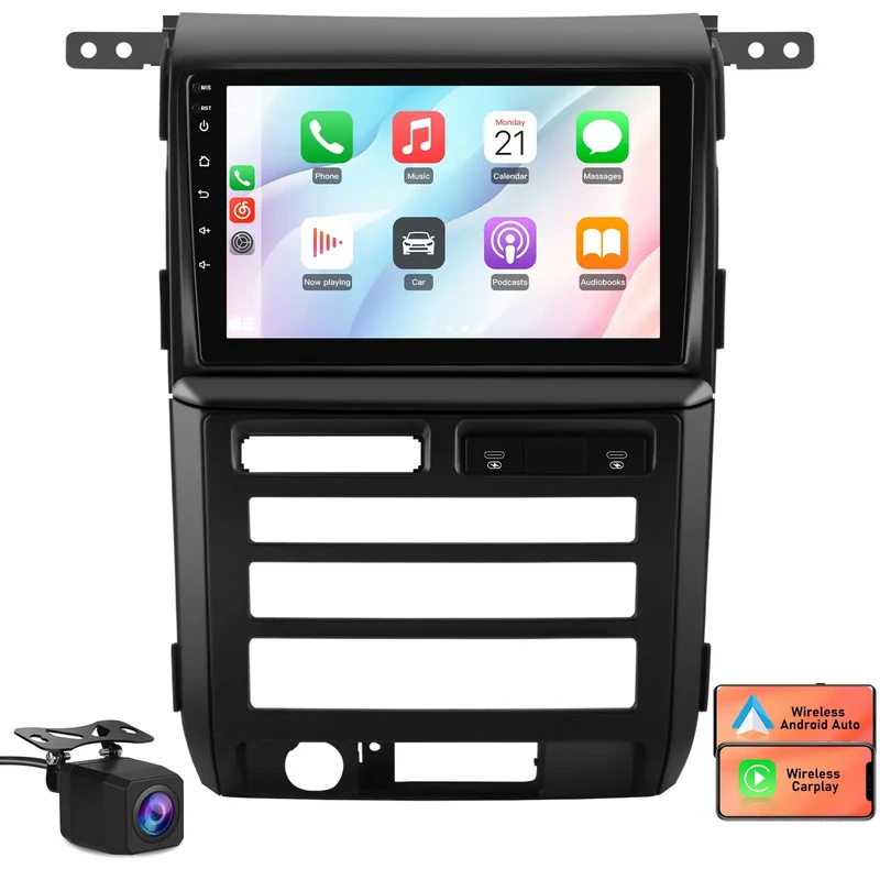 AWESAFE 9 inch Car Radio for Ford F150 2009-2012(Only Fit Auto AC),Support Wireless Carpaly&Android Auto/FM/AM/RDS/Type-C Fast-Charging-Cable