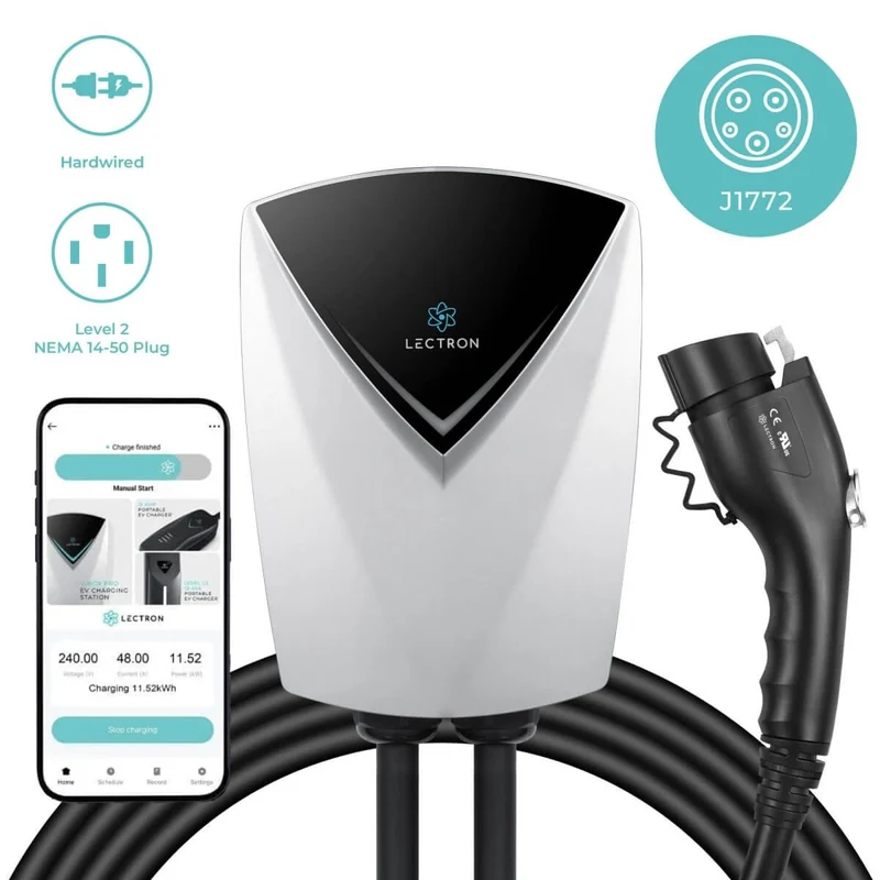 Lectron Home Level 2 J1772 V-BOX Pro EV Charging Station WiFi App Version | 240V | 48 Amp | NEMA 14-50 / Hardwired