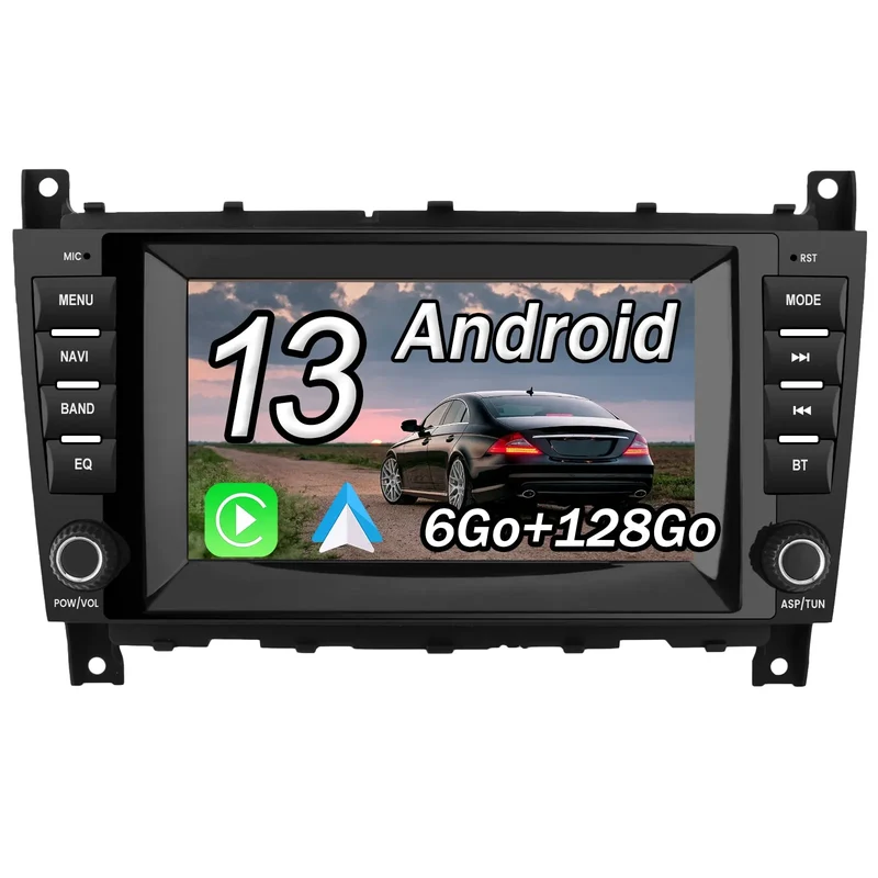AWESAFE Autoradio 8 pouces Android 13 6+128 Go 8 Cœurs avec Bluetooth/GPS/Android Auto & CarPlay sans fil - pour Mercedes Benz Classe W203/ CLC-Classe W203
