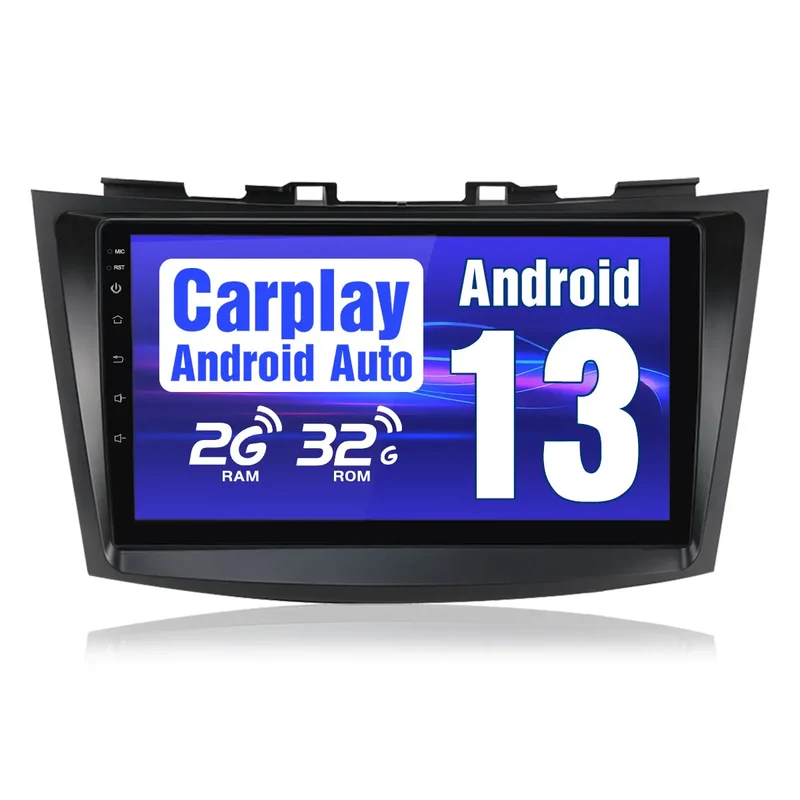 AWESAFE Android 13 Autoradio 9 pouces 2Go + 32 Go avec WiFi /Bluetooth/DSP/Android Auto & CarPlay sans fil - pour Suzuki Swift (2010-2017)