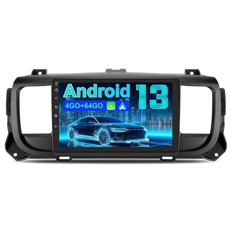 AWESAFE Autoradio 9 pouces Android 13 - 4G 4+64 Go avec Bluetooth/DSP - Android Auto & CarPlay sans fil - pour Peugeot Expert 3 Citroěn jumpy 3 SpaceTourer 2016-2021