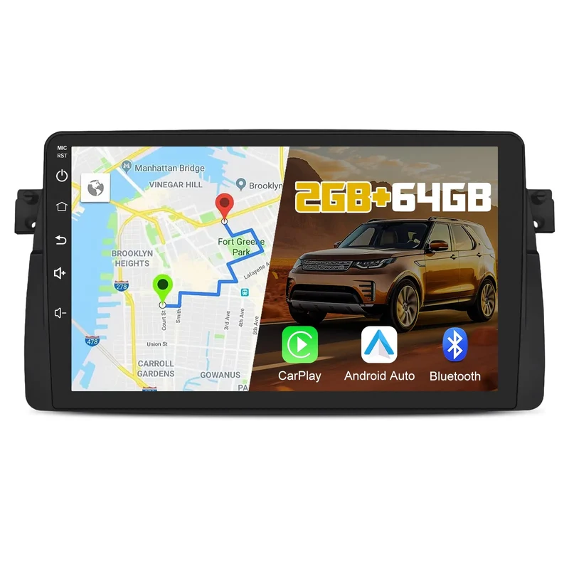 AWESAFE Autoradio 9 pouces Android 13 4+64 Go avec Bluetooth/DSP - Android Auto & CarPlay sans fil - pour BMW E46, Rover 75, MG ZT