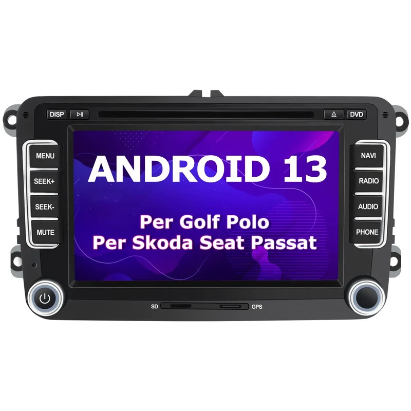 AWESAFE Autoradio Android 13 2+32GB per Golf Polo Per Skoda Seat Passat - GPS/Bluetooth/SW con CarPlay e Android Auto