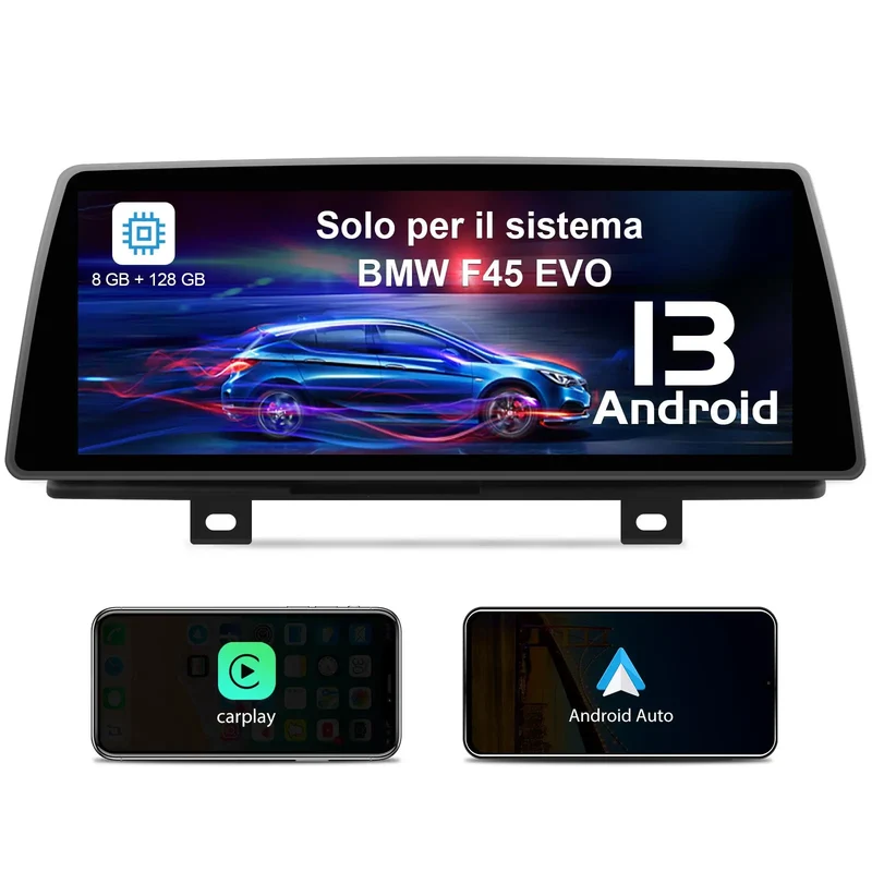 AWESAFE Autoradio Android 13 8+128GB con Schermo Touchscreen 10,25 Pollici - Per BMW F45 EVO 2018-2019 - FM/GPS/Bluetooth con CarPlay e Android Auto