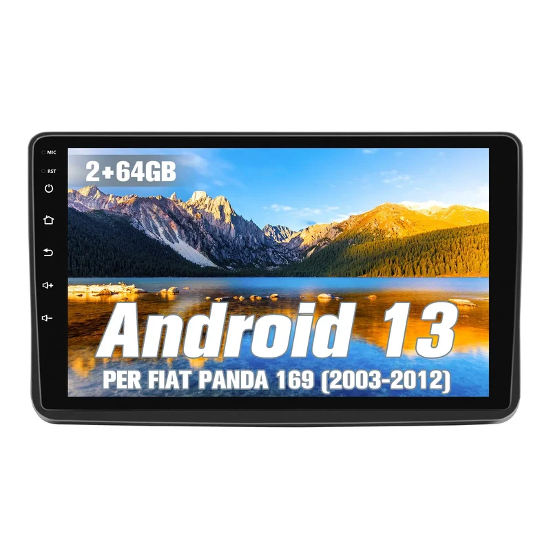 AWESAFE Autoradio Android 13 2+64GB con Schermo Touchscreen HD 9 Pollici - Per Fiat PANDA 169 2003-2012 - Bluetooth/FM/Controllo al Volante/Mirror Link con CarPlay Wireless e Android Auto
