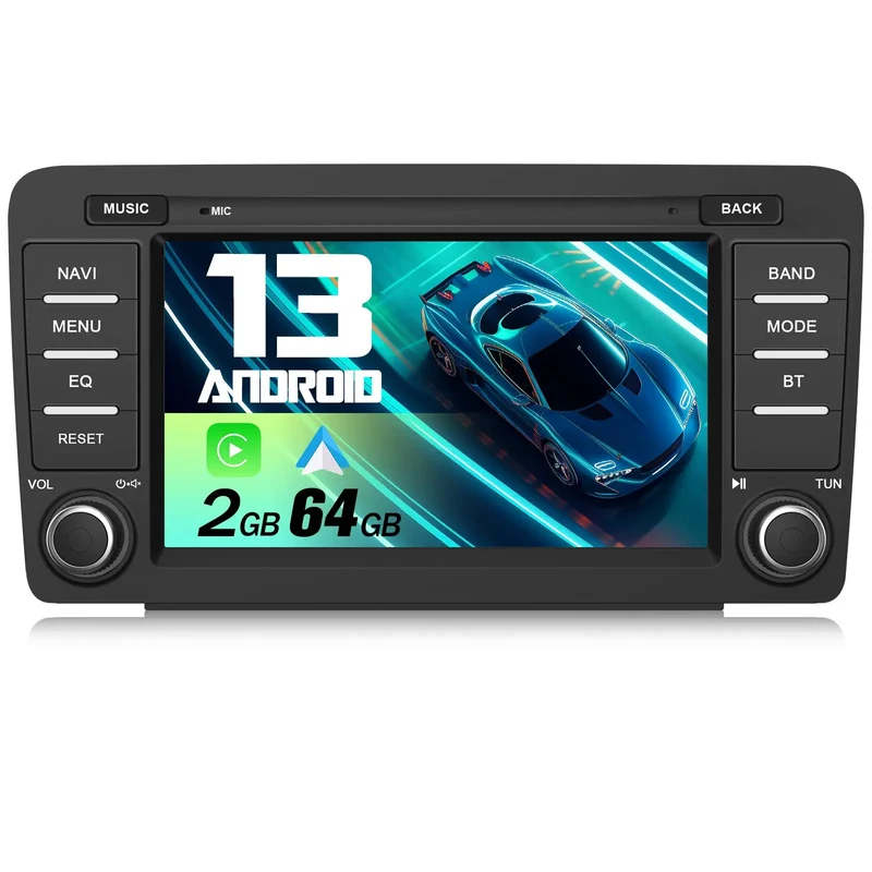 AWESAFE Android 13 Radio de Coche 8 Pulgadas 2GB+64GB con Bluetooth/GPS/FM, CarPlay Inalámbrico y Android Auto - Compatible con Para Škoda Octavia (2004-2013)