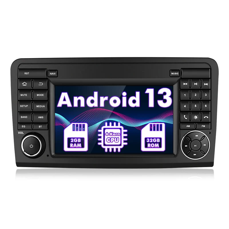 AWESAFE Android 13 Autoradio 7-Zoll Touchscreen 2+32GB mit DAB+ (Nicht enthalten) für Mercedes-Benz ML-Klasse W164/GL-Klasse X164 (2005-2012) – Bluetooth, DSP, CarPlay & Android Auto